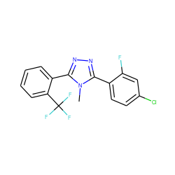 Cn1c(-c2ccc(Cl)cc2F)nnc1-c1ccccc1C(F)(F)F ZINC000029043587