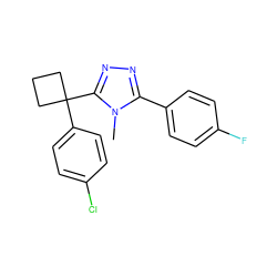 Cn1c(-c2ccc(F)cc2)nnc1C1(c2ccc(Cl)cc2)CCC1 ZINC000040846272