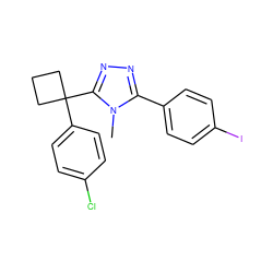 Cn1c(-c2ccc(I)cc2)nnc1C1(c2ccc(Cl)cc2)CCC1 ZINC000040424307