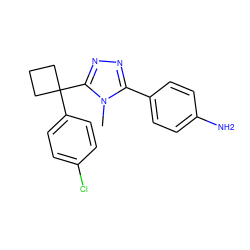 Cn1c(-c2ccc(N)cc2)nnc1C1(c2ccc(Cl)cc2)CCC1 ZINC000071330025