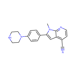 Cn1c(-c2ccc(N3CCNCC3)cc2)cc2c(C#N)ccnc21 ZINC001772601430