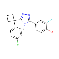 Cn1c(-c2ccc(O)c(F)c2)nnc1C1(c2ccc(Cl)cc2)CCC1 ZINC000038824230