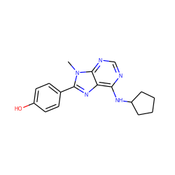 Cn1c(-c2ccc(O)cc2)nc2c(NC3CCCC3)ncnc21 ZINC000144051121