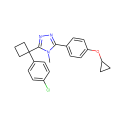 Cn1c(-c2ccc(OC3CC3)cc2)nnc1C1(c2ccc(Cl)cc2)CCC1 ZINC000040425122