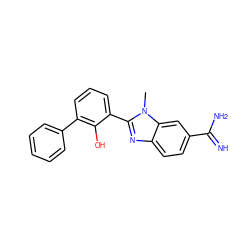 Cn1c(-c2cccc(-c3ccccc3)c2O)nc2ccc(C(=N)N)cc21 ZINC000013863708