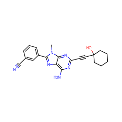 Cn1c(-c2cccc(C#N)c2)nc2c(N)nc(C#CC3(O)CCCCC3)nc21 ZINC000013861454