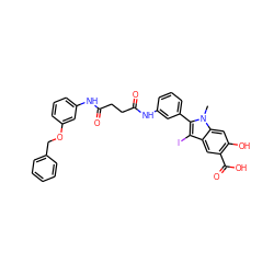 Cn1c(-c2cccc(NC(=O)CCC(=O)Nc3cccc(OCc4ccccc4)c3)c2)c(I)c2cc(C(=O)O)c(O)cc21 ZINC000299829169