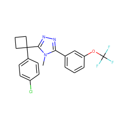 Cn1c(-c2cccc(OC(F)(F)F)c2)nnc1C1(c2ccc(Cl)cc2)CCC1 ZINC000040425311