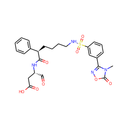 Cn1c(-c2cccc(S(=O)(=O)NCCCC[C@@H](C(=O)N[C@H](C=O)CC(=O)O)c3ccccc3)c2)noc1=O ZINC000014947163