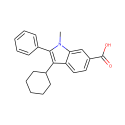 Cn1c(-c2ccccc2)c(C2CCCCC2)c2ccc(C(=O)O)cc21 ZINC000003612417