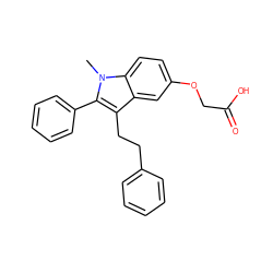 Cn1c(-c2ccccc2)c(CCc2ccccc2)c2cc(OCC(=O)O)ccc21 ZINC000027073829