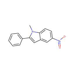 Cn1c(-c2ccccc2)cc2cc([N+](=O)[O-])ccc21 ZINC000004124778