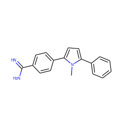 Cn1c(-c2ccccc2)ccc1-c1ccc(C(=N)N)cc1 ZINC000653697642