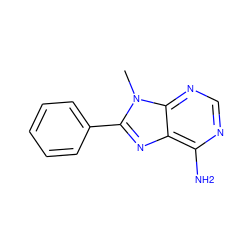 Cn1c(-c2ccccc2)nc2c(N)ncnc21 ZINC000001745773