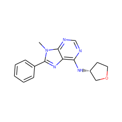 Cn1c(-c2ccccc2)nc2c(N[C@@H]3CCOC3)ncnc21 ZINC000038207382