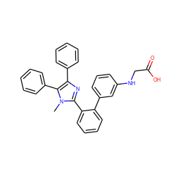 Cn1c(-c2ccccc2-c2cccc(NCC(=O)O)c2)nc(-c2ccccc2)c1-c1ccccc1 ZINC000053014284