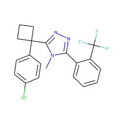 Cn1c(-c2ccccc2C(F)(F)F)nnc1C1(c2ccc(Cl)cc2)CCC1 ZINC000036400453