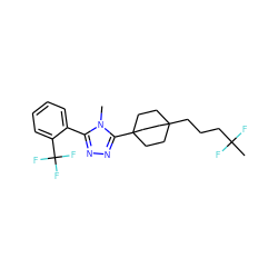 Cn1c(-c2ccccc2C(F)(F)F)nnc1C12CCC(CCCC(C)(F)F)(CC1)CC2 ZINC000071329214