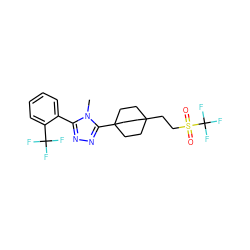 Cn1c(-c2ccccc2C(F)(F)F)nnc1C12CCC(CCS(=O)(=O)C(F)(F)F)(CC1)CC2 ZINC000071315953