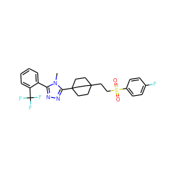 Cn1c(-c2ccccc2C(F)(F)F)nnc1C12CCC(CCS(=O)(=O)c3ccc(F)cc3)(CC1)CC2 ZINC000071316288