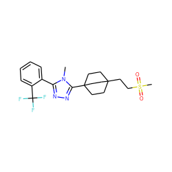 Cn1c(-c2ccccc2C(F)(F)F)nnc1C12CCC(CCS(C)(=O)=O)(CC1)CC2 ZINC000071330669