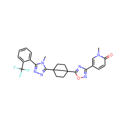 Cn1c(-c2ccccc2C(F)(F)F)nnc1C12CCC(c3nc(-c4ccc(=O)n(C)c4)no3)(CC1)CC2 ZINC000028529799