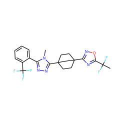 Cn1c(-c2ccccc2C(F)(F)F)nnc1C12CCC(c3noc(C(C)(F)F)n3)(CC1)CC2 ZINC000060325424