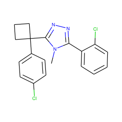 Cn1c(-c2ccccc2Cl)nnc1C1(c2ccc(Cl)cc2)CCC1 ZINC000003928058