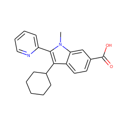 Cn1c(-c2ccccn2)c(C2CCCCC2)c2ccc(C(=O)O)cc21 ZINC000003612402