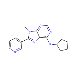 Cn1c(-c2cccnc2)nc2c(NC3CCCC3)ncnc21 ZINC000038236653