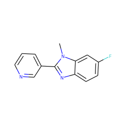 Cn1c(-c2cccnc2)nc2ccc(F)cc21 ZINC000204758810