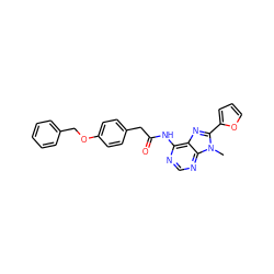 Cn1c(-c2ccco2)nc2c(NC(=O)Cc3ccc(OCc4ccccc4)cc3)ncnc21 ZINC000103272039