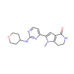 Cn1c(-c2ccnc(NC3CCOCC3)n2)cc2c1CCNC2=O ZINC001772643032