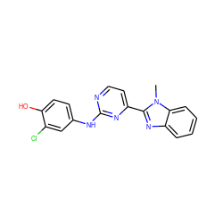 Cn1c(-c2ccnc(Nc3ccc(O)c(Cl)c3)n2)nc2ccccc21 ZINC000084710310