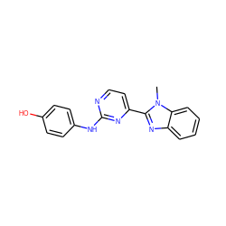 Cn1c(-c2ccnc(Nc3ccc(O)cc3)n2)nc2ccccc21 ZINC000084708008