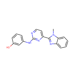 Cn1c(-c2ccnc(Nc3cccc(O)c3)n2)nc2ccccc21 ZINC000084708012