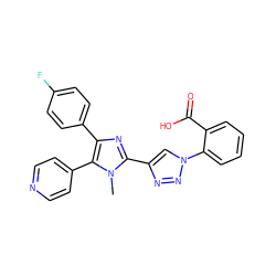 Cn1c(-c2cn(-c3ccccc3C(=O)O)nn2)nc(-c2ccc(F)cc2)c1-c1ccncc1 ZINC000103258538