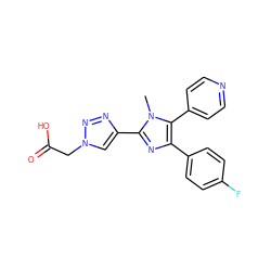 Cn1c(-c2cn(CC(=O)O)nn2)nc(-c2ccc(F)cc2)c1-c1ccncc1 ZINC000103258480