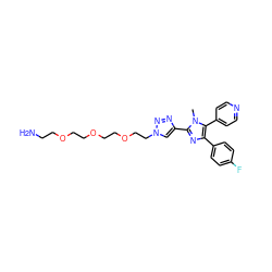 Cn1c(-c2cn(CCOCCOCCOCCN)nn2)nc(-c2ccc(F)cc2)c1-c1ccncc1 ZINC000103259490