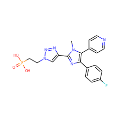 Cn1c(-c2cn(CCP(=O)(O)O)nn2)nc(-c2ccc(F)cc2)c1-c1ccncc1 ZINC000103258499