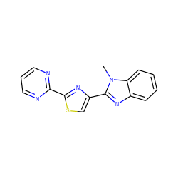 Cn1c(-c2csc(-c3ncccn3)n2)nc2ccccc21 ZINC000048878467