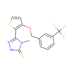 Cn1c(-c2sccc2OCc2cccc(C(F)(F)F)c2)n[nH]c1=S ZINC000005753511