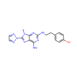 Cn1c(-n2nccn2)nc2c(N)nc(NCCc3ccc(O)cc3)nc21 ZINC000096907705