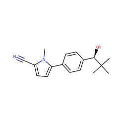 Cn1c(C#N)ccc1-c1ccc([C@@H](O)C(C)(C)C)cc1 ZINC000058534798