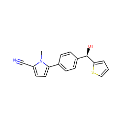 Cn1c(C#N)ccc1-c1ccc([C@@H](O)c2cccs2)cc1 ZINC000058519764