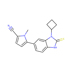 Cn1c(C#N)ccc1-c1ccc2[nH]c(=S)n(C3CCC3)c2c1 ZINC000028869047