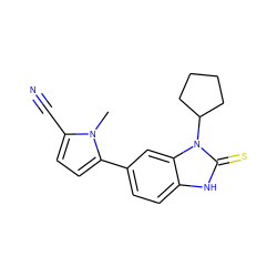 Cn1c(C#N)ccc1-c1ccc2[nH]c(=S)n(C3CCCC3)c2c1 ZINC000028869055