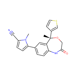 Cn1c(C#N)ccc1-c1ccc2c(c1)[C@](C)(c1ccsc1)OCC(=O)N2 ZINC000040423964