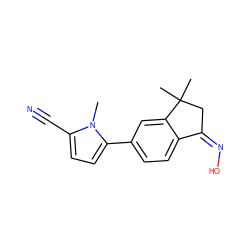 Cn1c(C#N)ccc1-c1ccc2c(c1)C(C)(C)C/C2=N/O ZINC000045320929