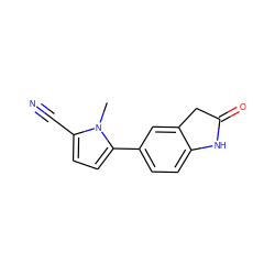 Cn1c(C#N)ccc1-c1ccc2c(c1)CC(=O)N2 ZINC000029133656